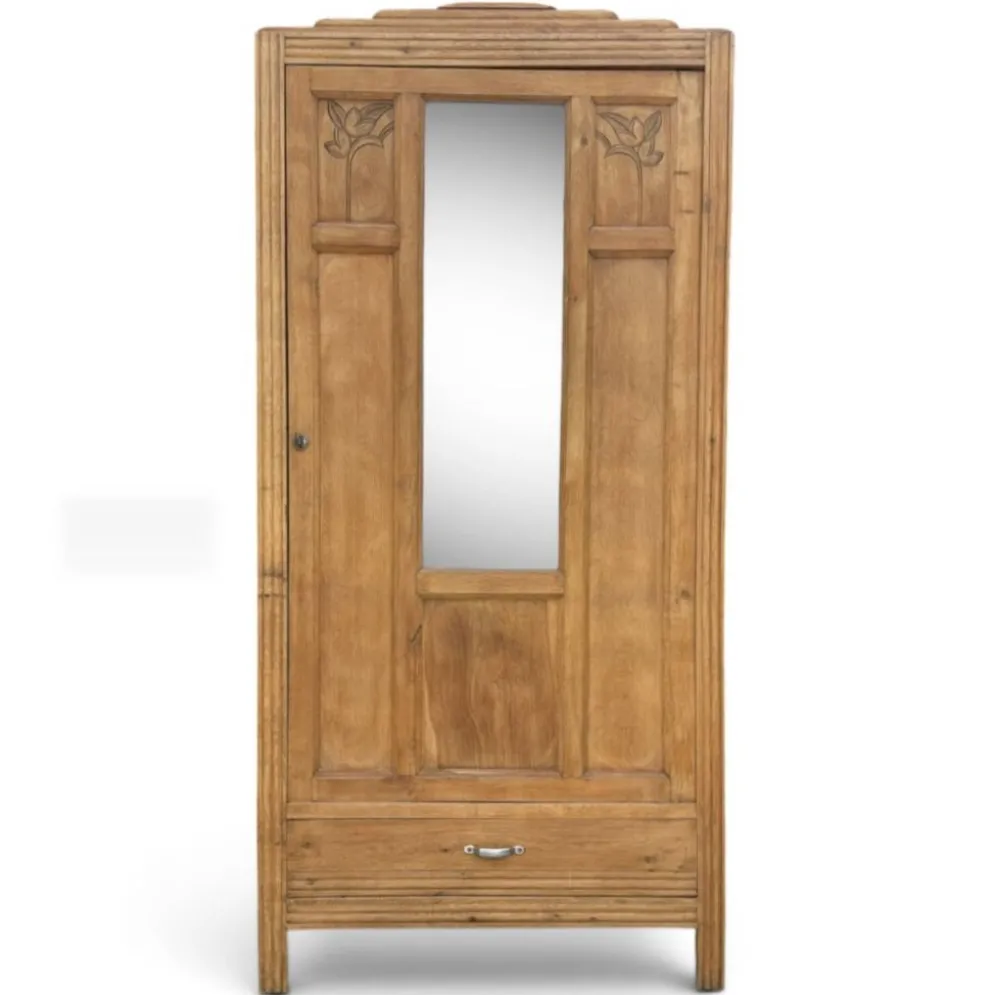 Armoire parisienne art déco chêne brut rénovée
