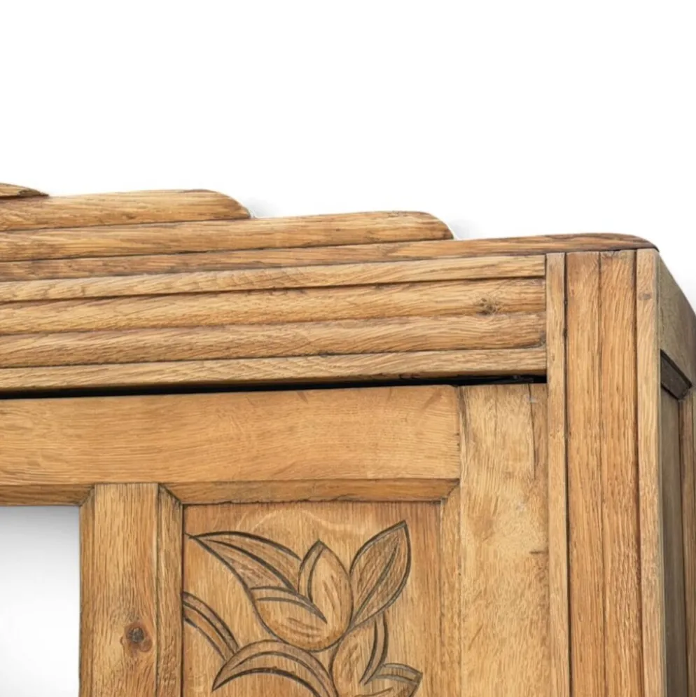 Armoire parisienne art déco chêne brut rénovée