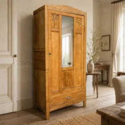 Armoire parisienne art déco chêne brut rénovée