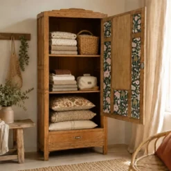 Armoire parisienne art déco chêne brut rénovée