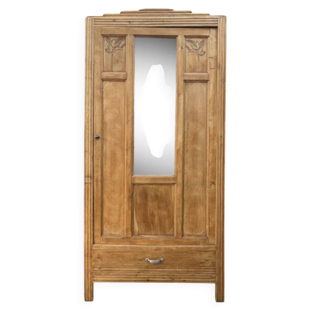 Armoire parisienne art déco chêne brut rénovée