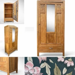 Armoire parisienne art déco chêne brut rénovée