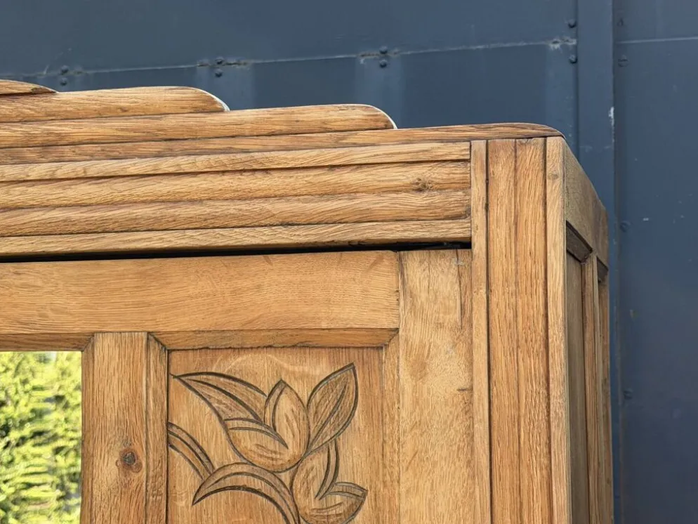 Armoire parisienne art déco chêne brut rénovée