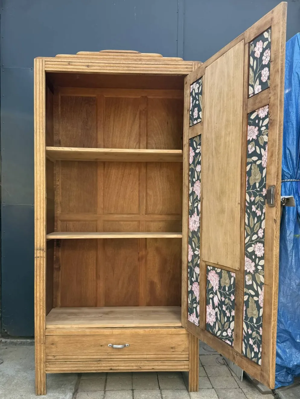 Armoire parisienne art déco chêne brut rénovée
