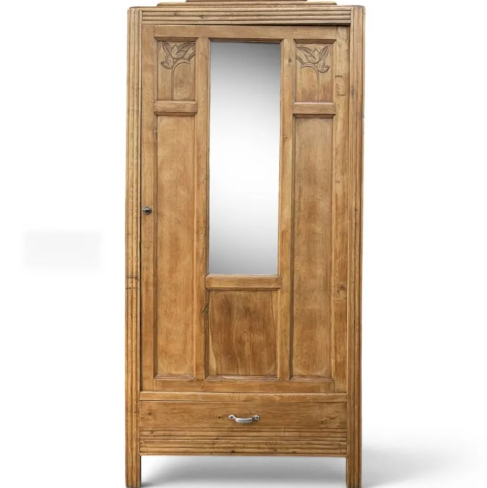 Armoire parisienne art déco chêne brut rénovée