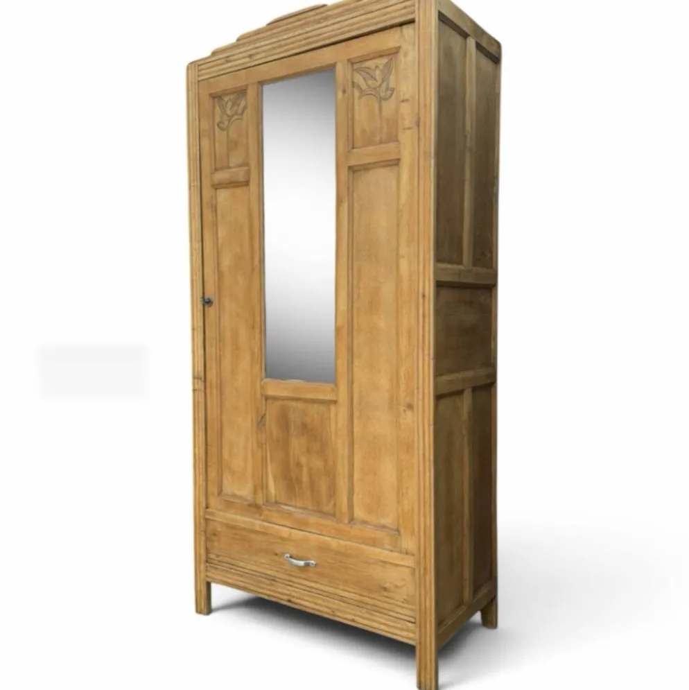 Armoire parisienne art déco chêne brut rénovée