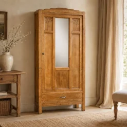 Armoire parisienne art déco chêne brut rénovée