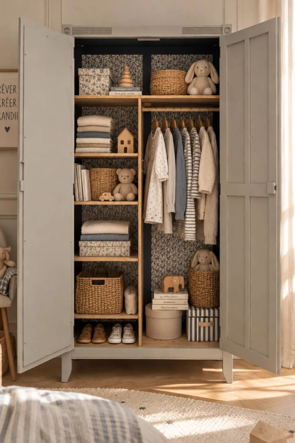 Armoire parisienne art déco rénovée miroir biseauté