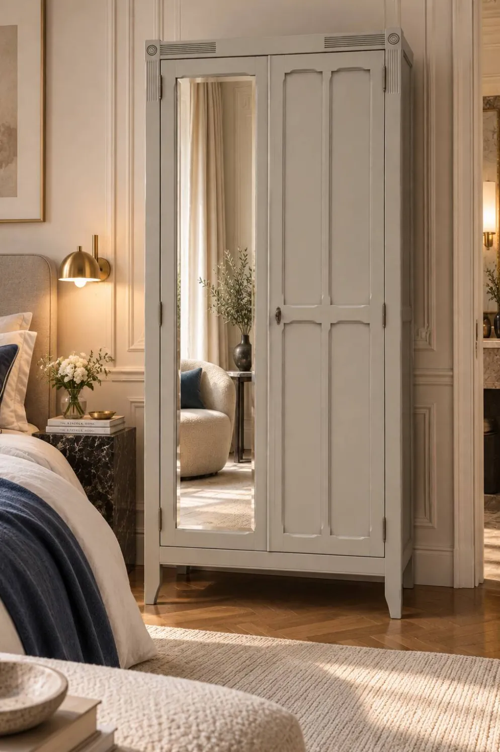 Armoire parisienne art déco rénovée miroir biseauté
