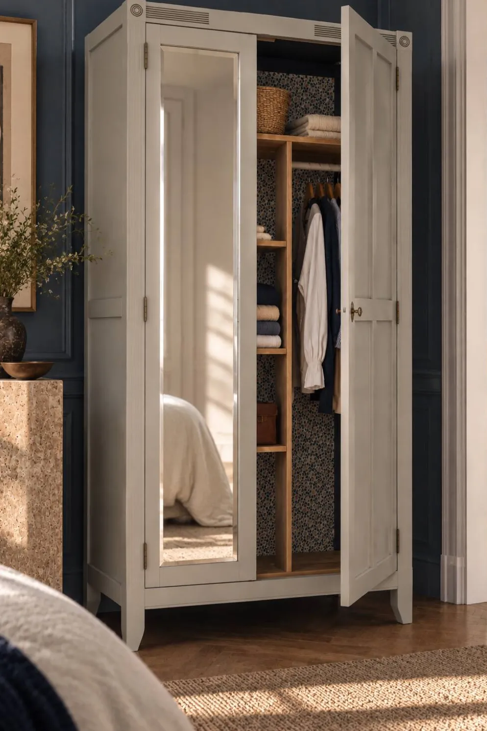 Armoire parisienne art déco rénovée miroir biseauté