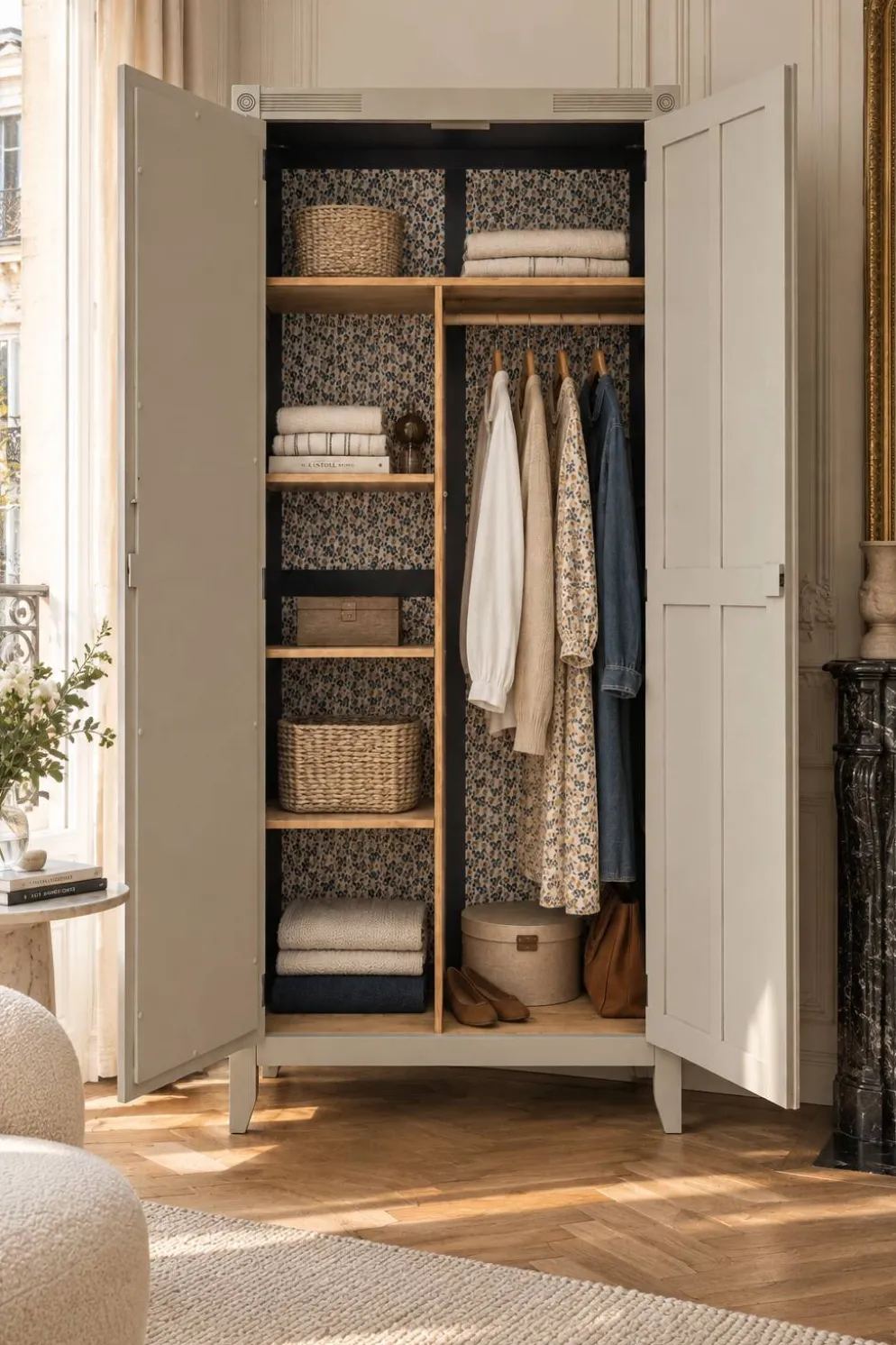 Armoire parisienne art déco rénovée miroir biseauté