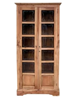 Armoire parisienne en bois brut et vitres gravées 1920