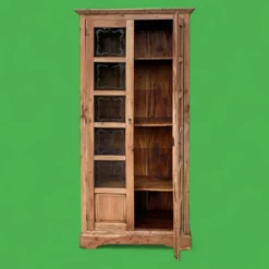 Armoire parisienne en bois brut et vitres gravées 1920
