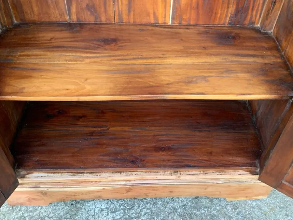 Armoire parisienne en bois brut et vitres gravées 1920
