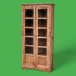 Armoire parisienne en bois brut et vitres gravées 1920