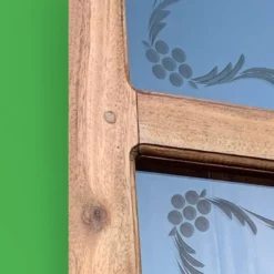 Armoire parisienne en bois brut et vitres gravées 1920
