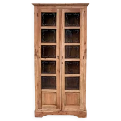 Armoire parisienne en bois brut et vitres gravées 1920