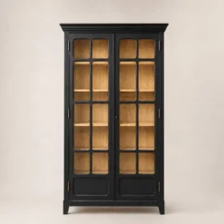 Armoire parisienne noire vitrée rénovée