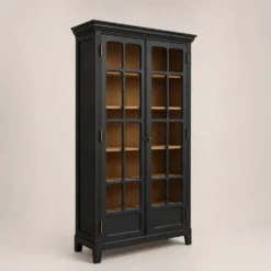 Armoire parisienne noire vitrée rénovée