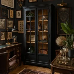 Armoire parisienne noire vitrée rénovée