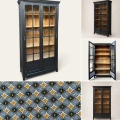 Armoire parisienne noire vitrée rénovée
