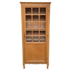 Armoire parisienne vitrée en bois clair 1960