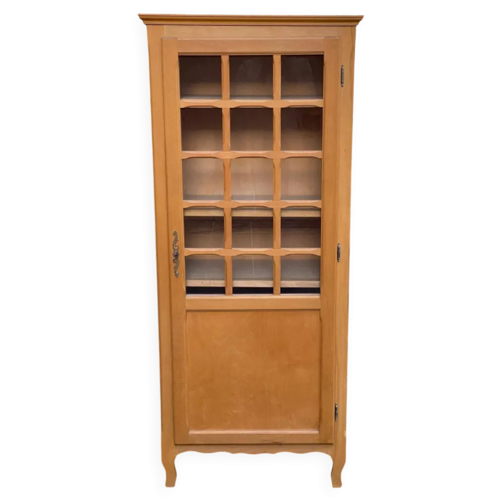 Armoire parisienne vitrée en bois clair 1960
