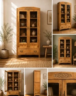 Armoire parisienne vitres biseautées chêne blond art déco 1930