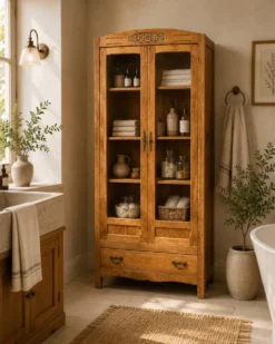 Armoire parisienne vitres biseautées chêne blond art déco 1930