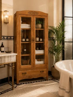 Armoire parisienne vitres biseautées chêne blond art déco 1930