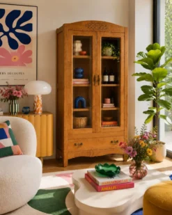 Armoire parisienne vitres biseautées chêne blond art déco 1930