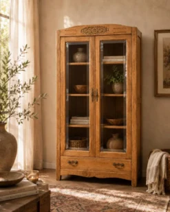 Armoire parisienne vitres biseautées chêne blond art déco 1930