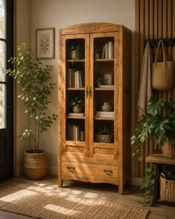 Armoire parisienne vitres biseautées chêne blond art déco 1930