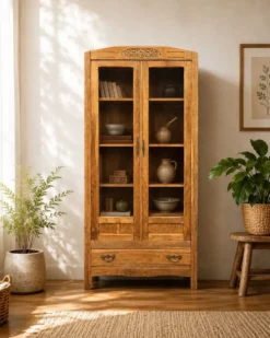 Armoire parisienne vitres biseautées chêne blond art déco 1930