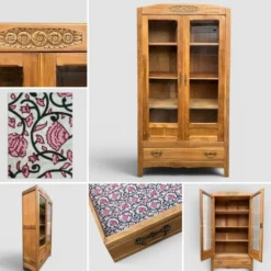 Armoire parisienne vitres biseautées chêne blond art déco 1930