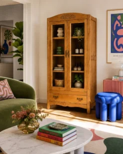 Armoire parisienne vitres biseautées chêne blond art déco 1930