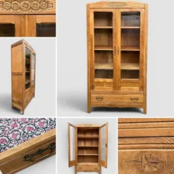 Armoire parisienne vitres biseautées chêne blond art déco 1930