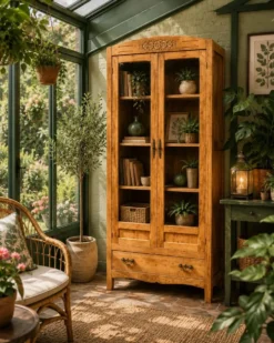 Armoire parisienne vitres biseautées chêne blond art déco 1930