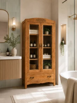 Armoire parisienne vitres biseautées chêne blond art déco 1930