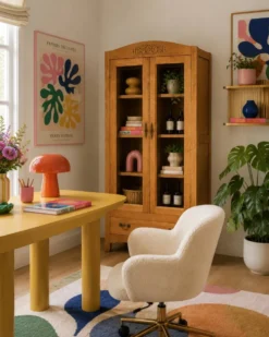 Armoire parisienne vitres biseautées chêne blond art déco 1930