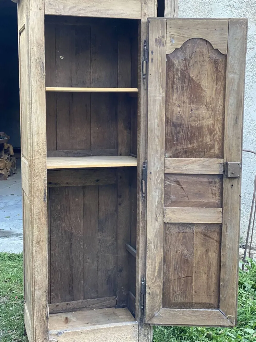 Armoire parisienne XVIIIé à 1 porte bonnetière bois brut