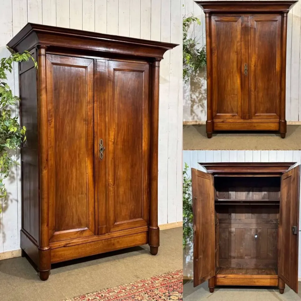 Armoire penderie Empire en merisier XIXème