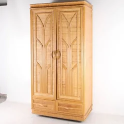 Armoire penderie en rotin et raphia