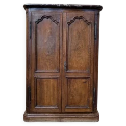 Armoire à plinthe – Style Louis XIV – Chêne massif et marbre d'origine