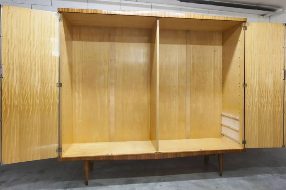 Armoire 1960 scandinave bois blond vernis atypique 4 portes 3