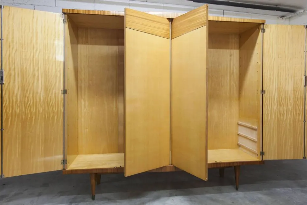 Armoire 1960 scandinave bois blond vernis atypique 4 portes 3