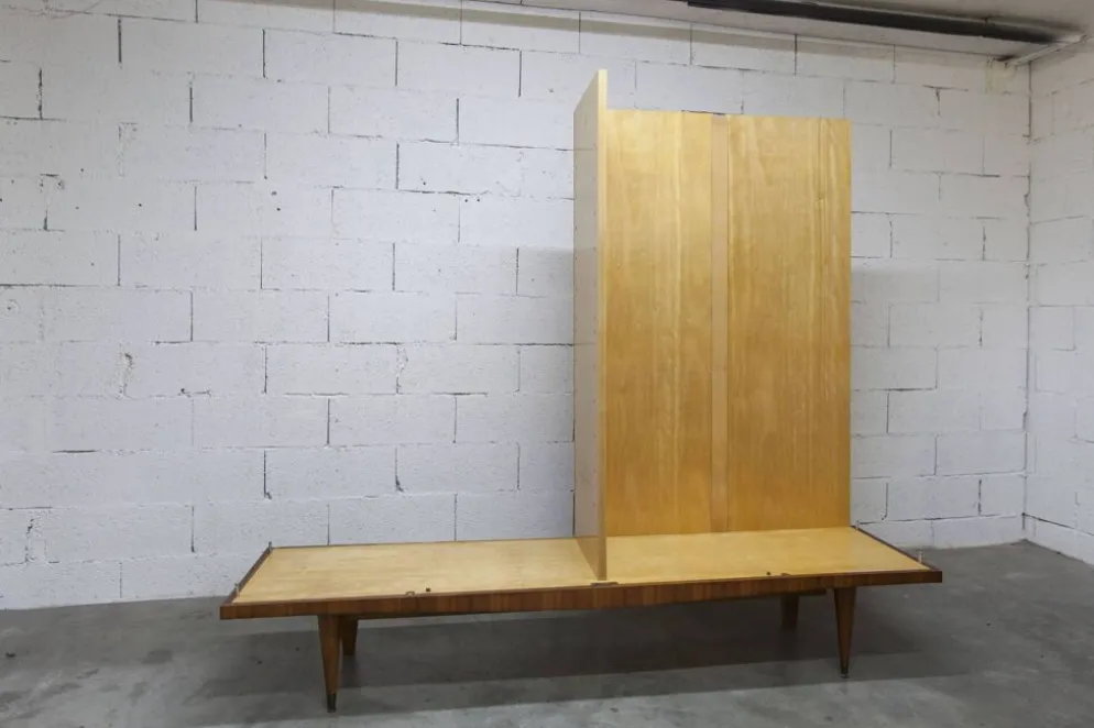 Armoire 1960 scandinave bois blond vernis atypique 4 portes 3
