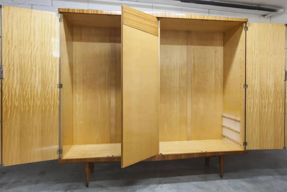 Armoire 1960 scandinave bois blond vernis atypique 4 portes 3