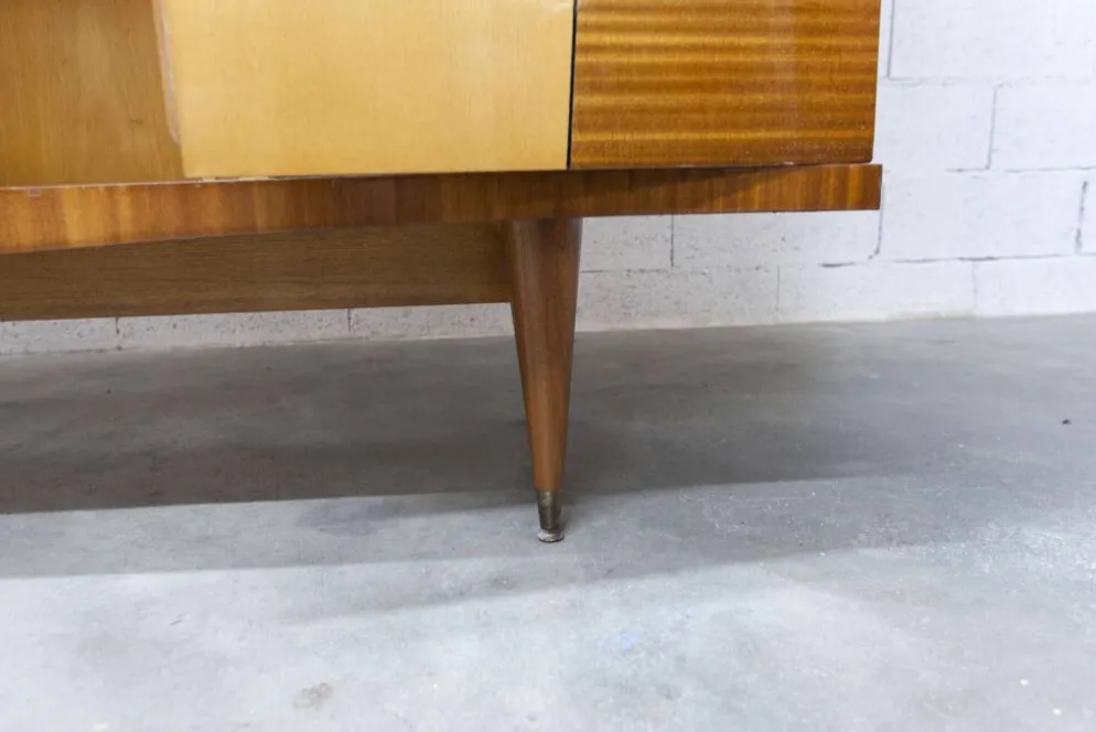 Armoire 1960 scandinave bois blond vernis atypique 4 portes 3