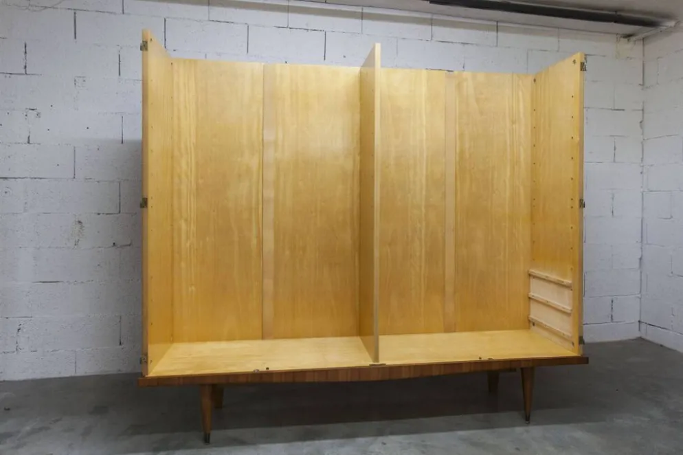Armoire 1960 scandinave bois blond vernis atypique 4 portes 3